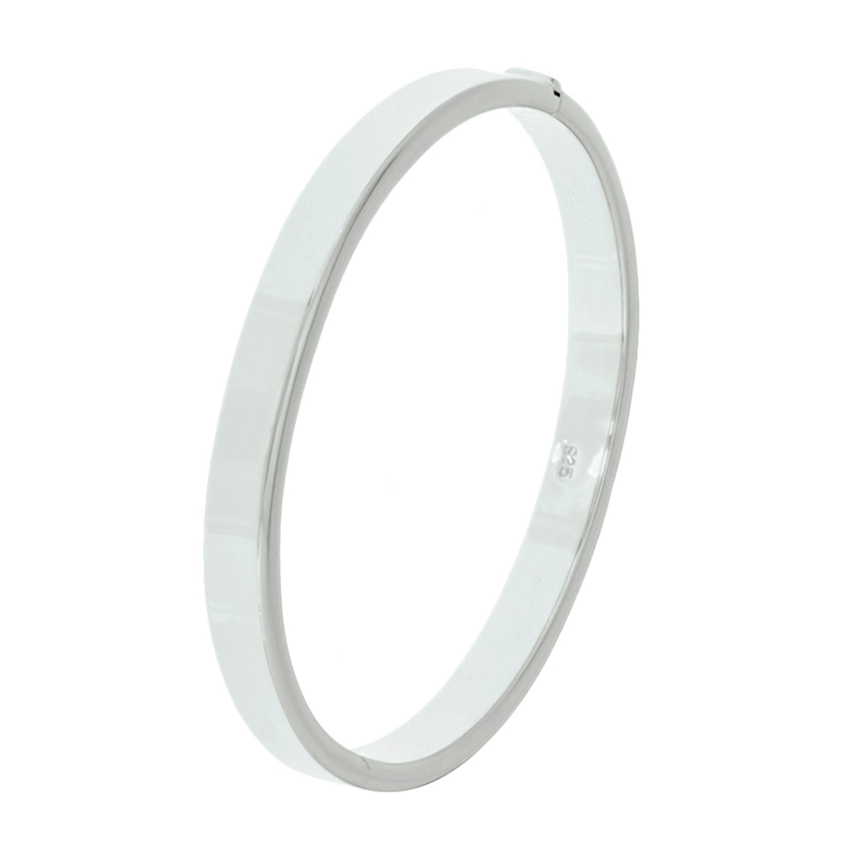 Armreif Scharnier Flachrohr 7 x 60 mm Silber rhodiniert