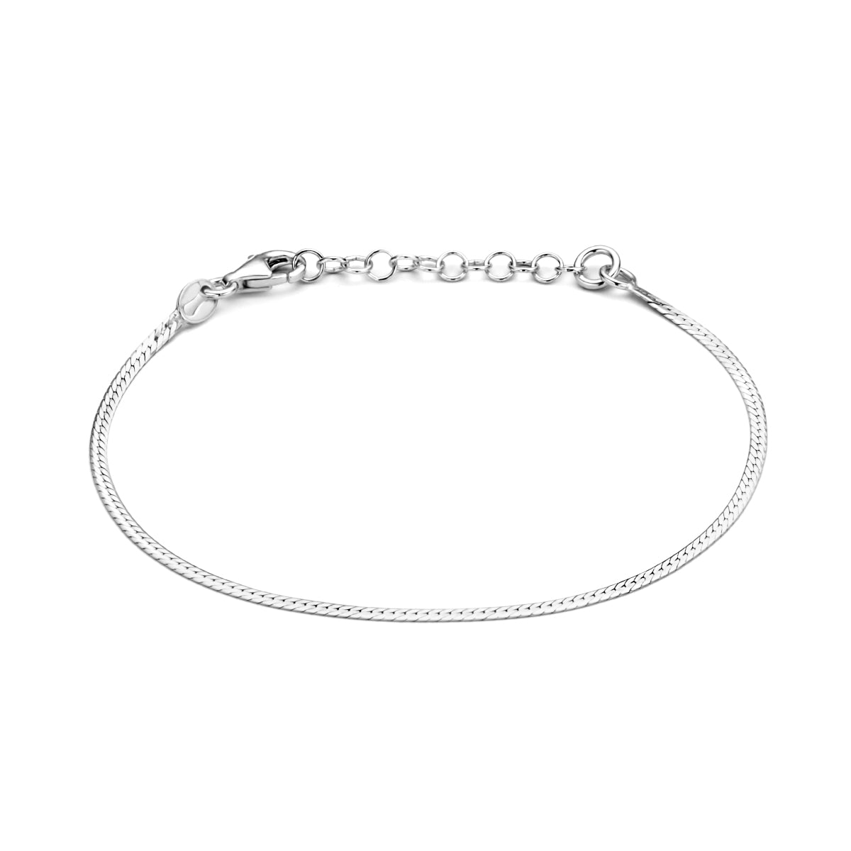 Armband Schlange flach 1,7 mm 16 + 3 cm Sterlingsilber rhodiniert