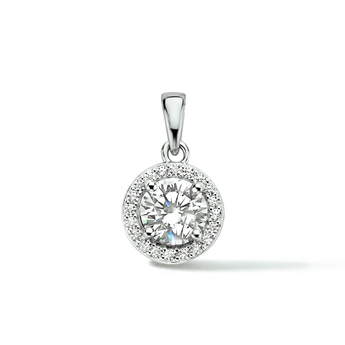 hanger zirkonia halo zilver gerhodineerd
