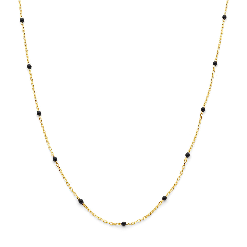 Halskette schwarzes Emaille 1 mm 40 - 42 - 44 cm 14K Gelbgold