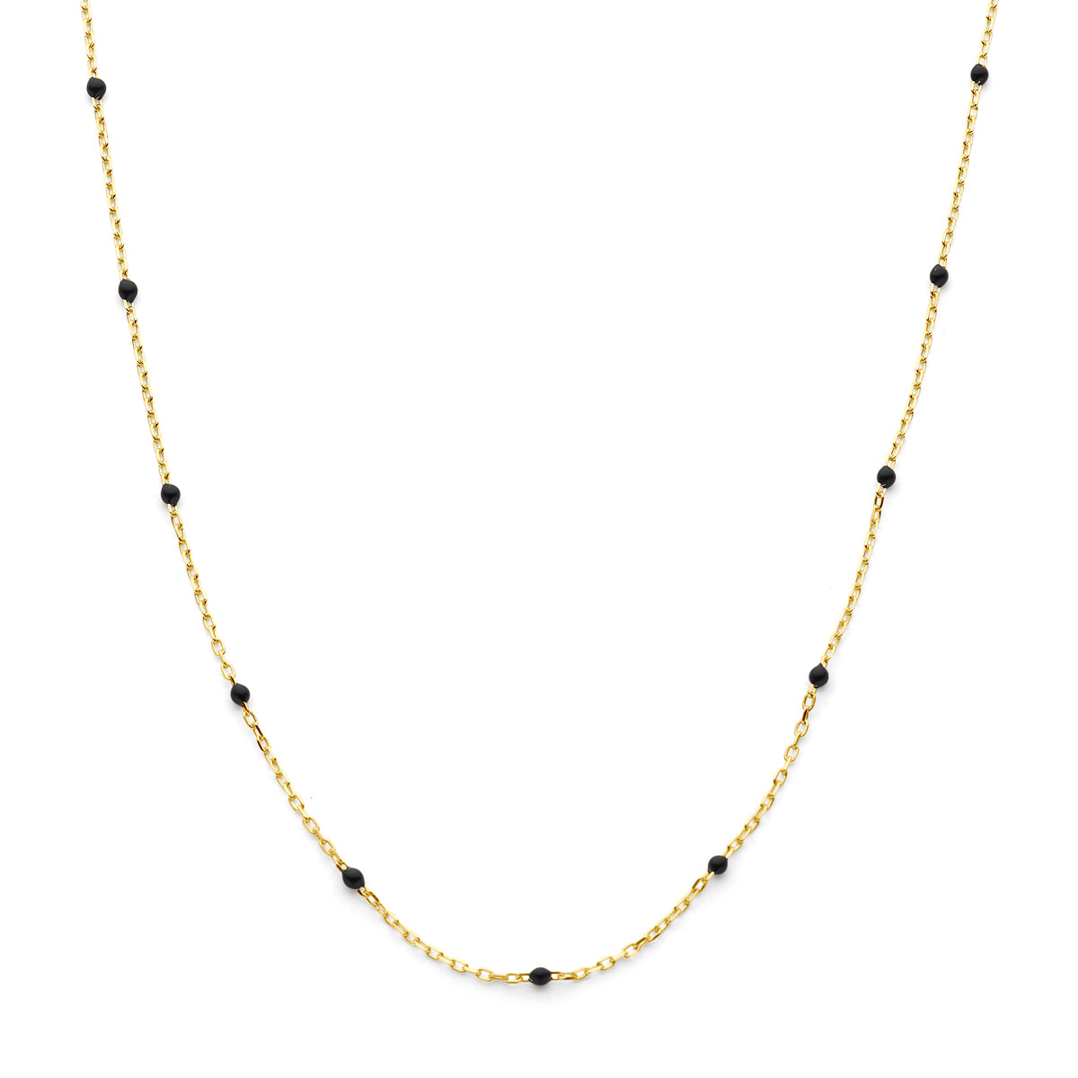 Halskette schwarzes Emaille 1 mm 40 - 42 - 44 cm 14K Gelbgold