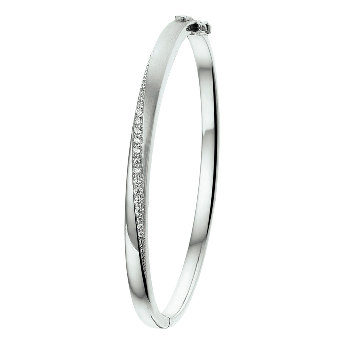 Armreif Scharnier Zirkonia 4,5 x 60 mm Silber rhodiniert
