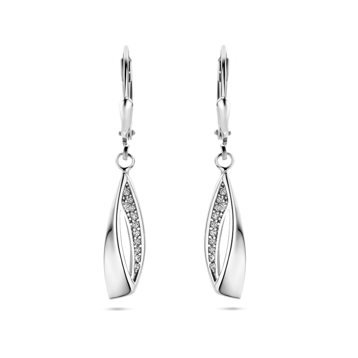 oorhangers zirkonia brisur haak zilver gerhodineerd