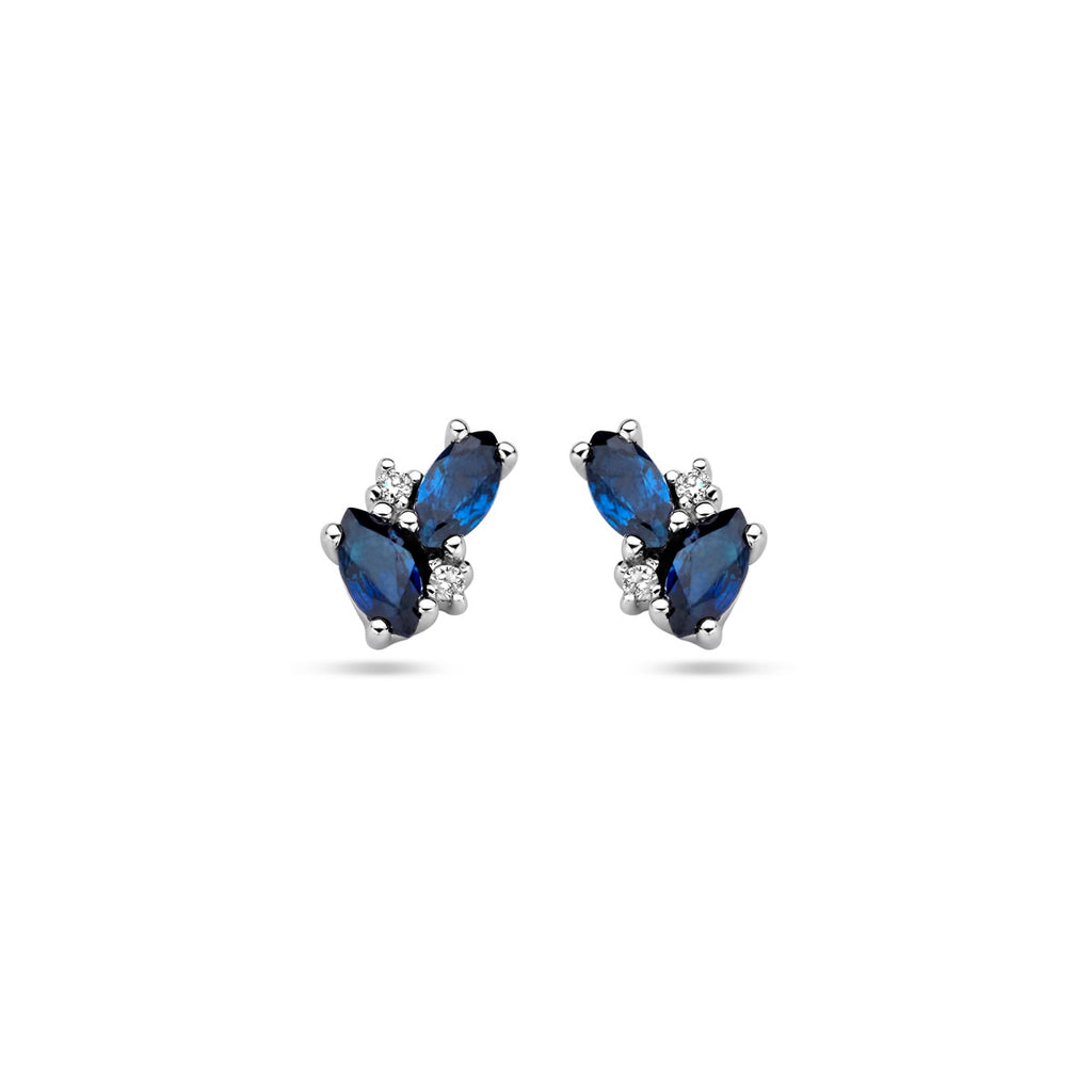 Ohrstecker Saphir und Diamant 0,02 ct (2x 0,01 ct) h p1 14K Weißgold