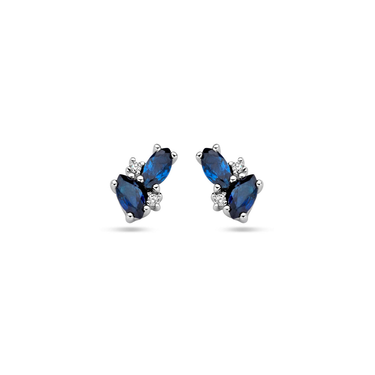 Ohrstecker Saphir und Diamant 0,02 ct (2x 0,01 ct) h p1 14K Weißgold