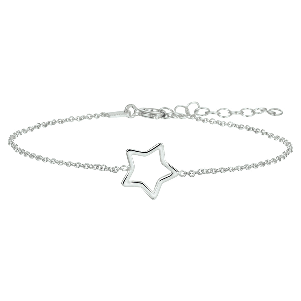 Armband Stern 1,3 mm 16 + 3 cm Silber rhodiniert