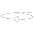 Armband Stern 1,3 mm 16 + 3 cm Silber rhodiniert