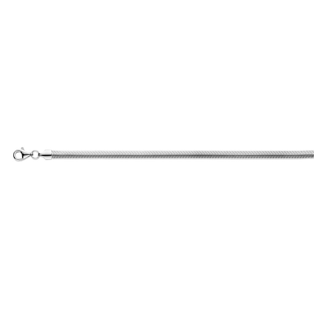 slang plat (bol) 4,2 mm zilver gerhodineerd