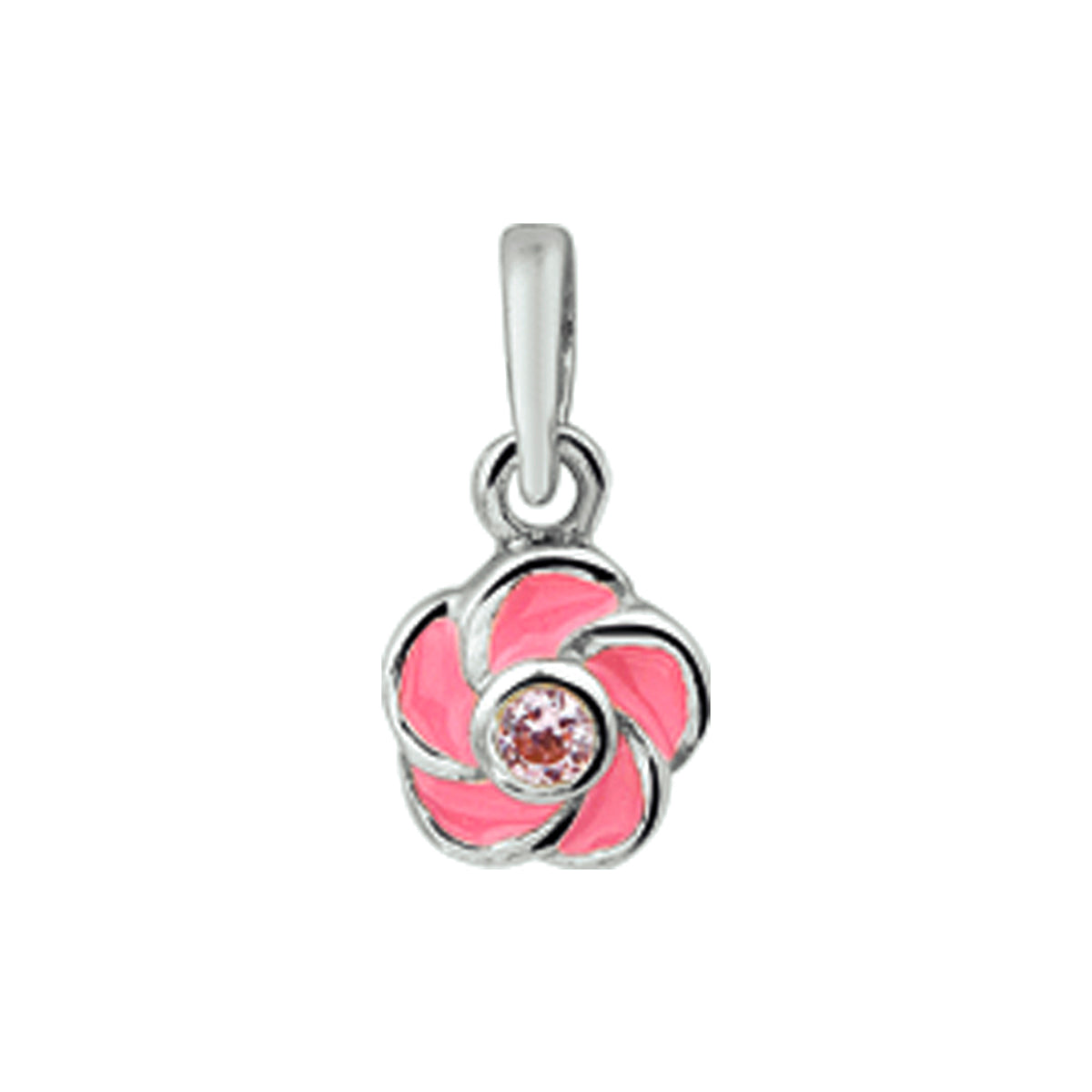 Anhänger Blume rosa Zirkonia 9 mm Silber weiß