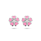 Ohrstecker Blume Zirkonia Emaille Silber rhodiniert