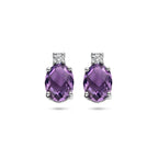 Ohrstecker Amethyst und Zirkonia 10,5 mm rhodiniertes Silber