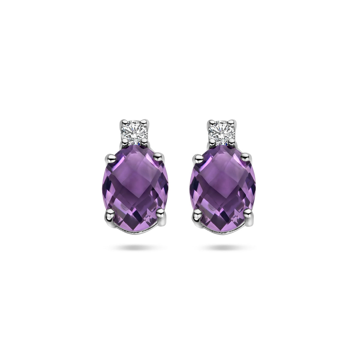 Ohrstecker Amethyst und Zirkonia 10,5 mm rhodiniertes Silber