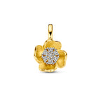 hanger bloem en diamant 0.11ct h si 14K bicolor goud geel/wit