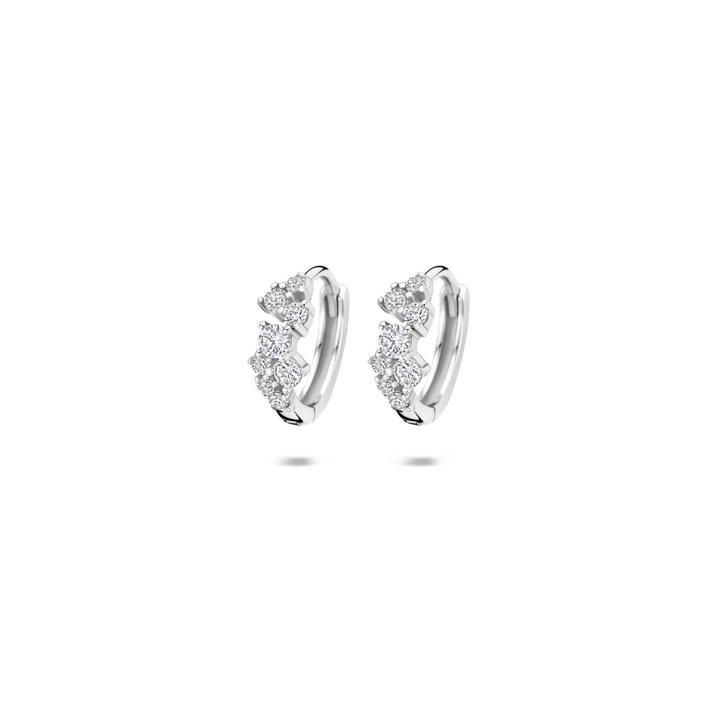 klapoorringen zirkonia 11 mm zilver gerhodineerd