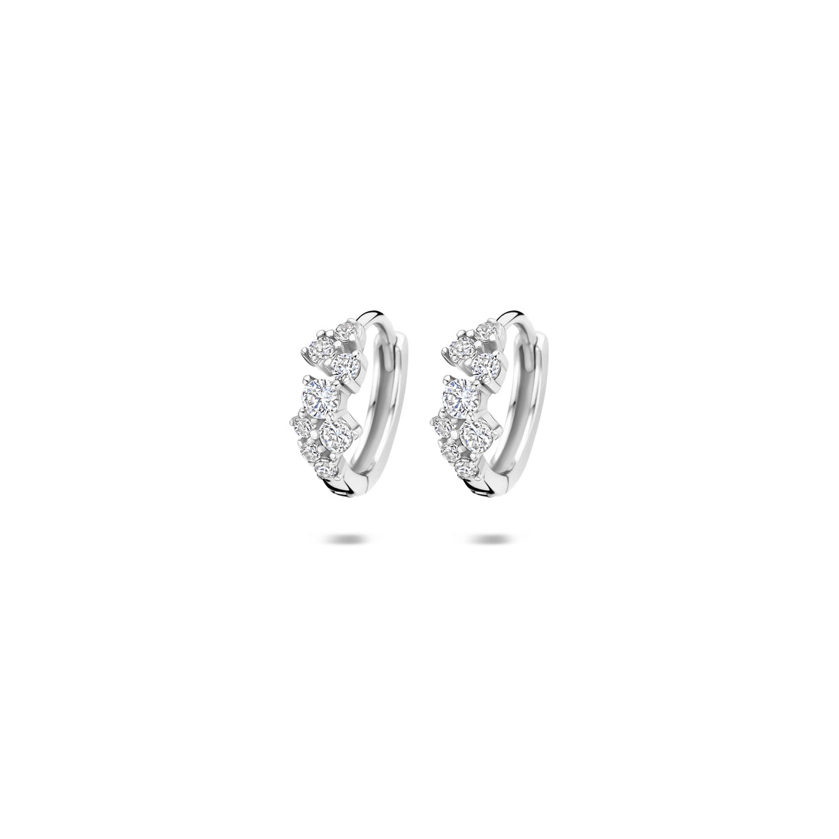 Klappohrringe Zirkonia 11 mm Silber rhodiniert