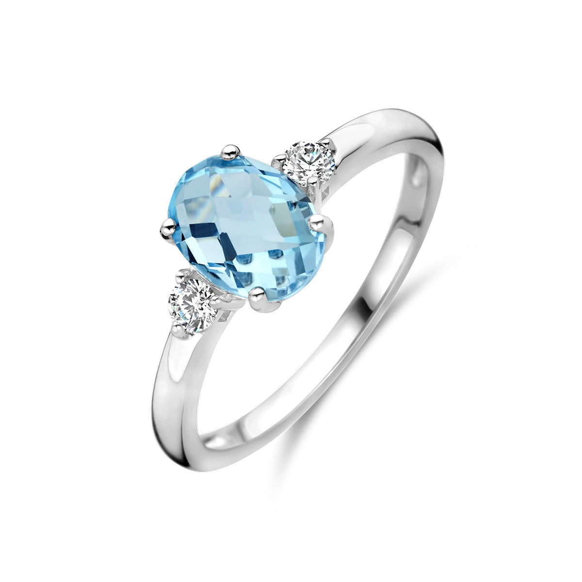 Ring-Trilogie Zirkonia und Blautopas Silber rhodiniert
