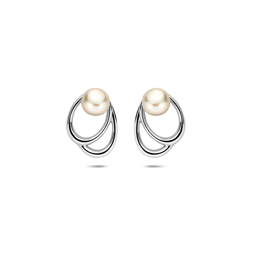 Ohrstecker Perle 12,5 mm Silber rhodiniert