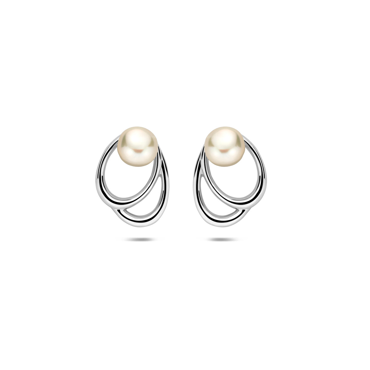 Ohrstecker Perle 12,5 mm Silber rhodiniert