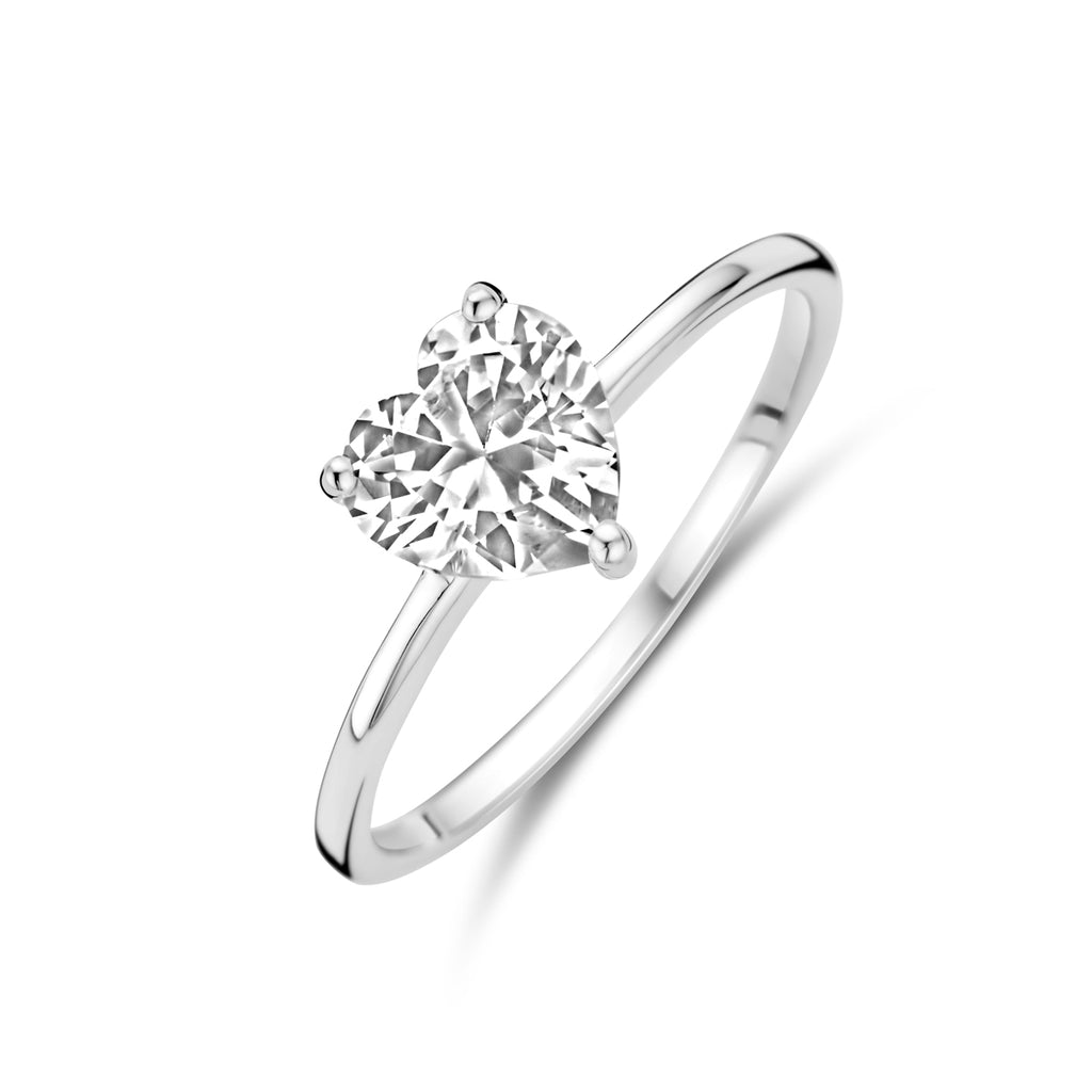 ring hartje zirkonia zilver gerhodineerd