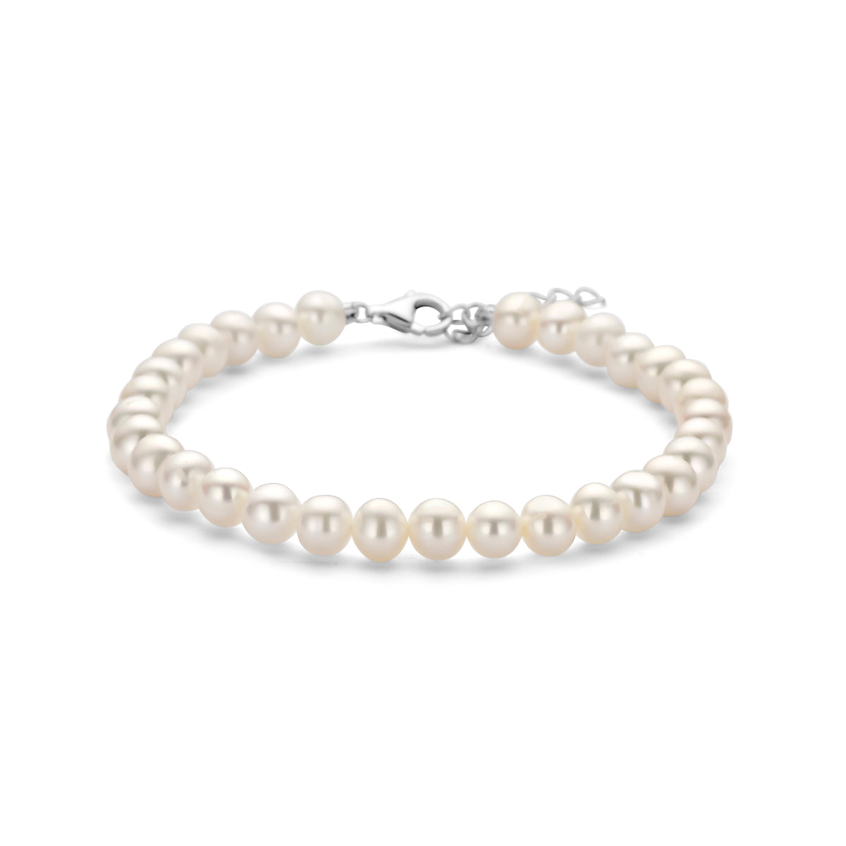 Armband Perlen 18 + 3 cm rhodiniertes Silber