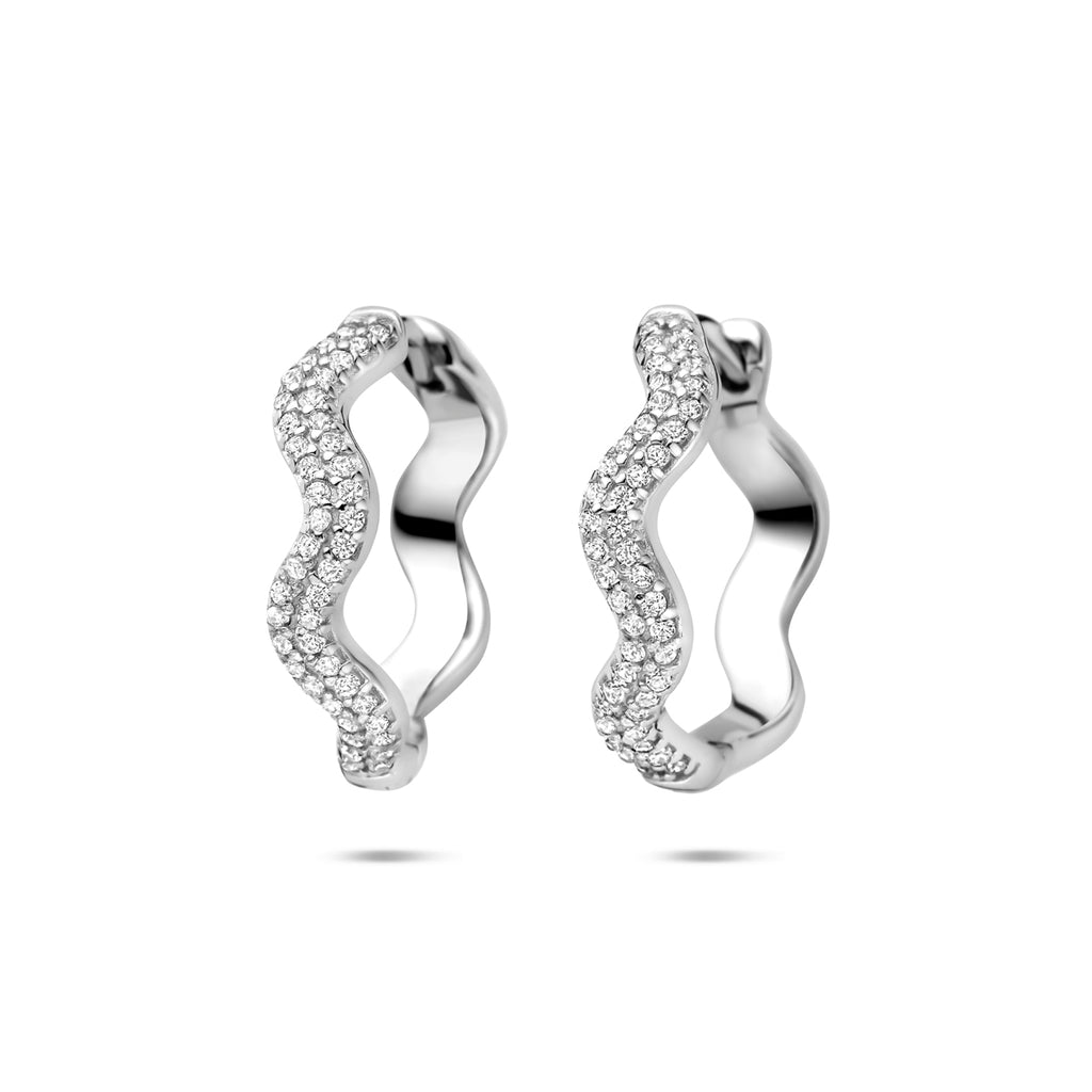 Klappcreolen Zirkonia 20 mm Silber rhodiniert