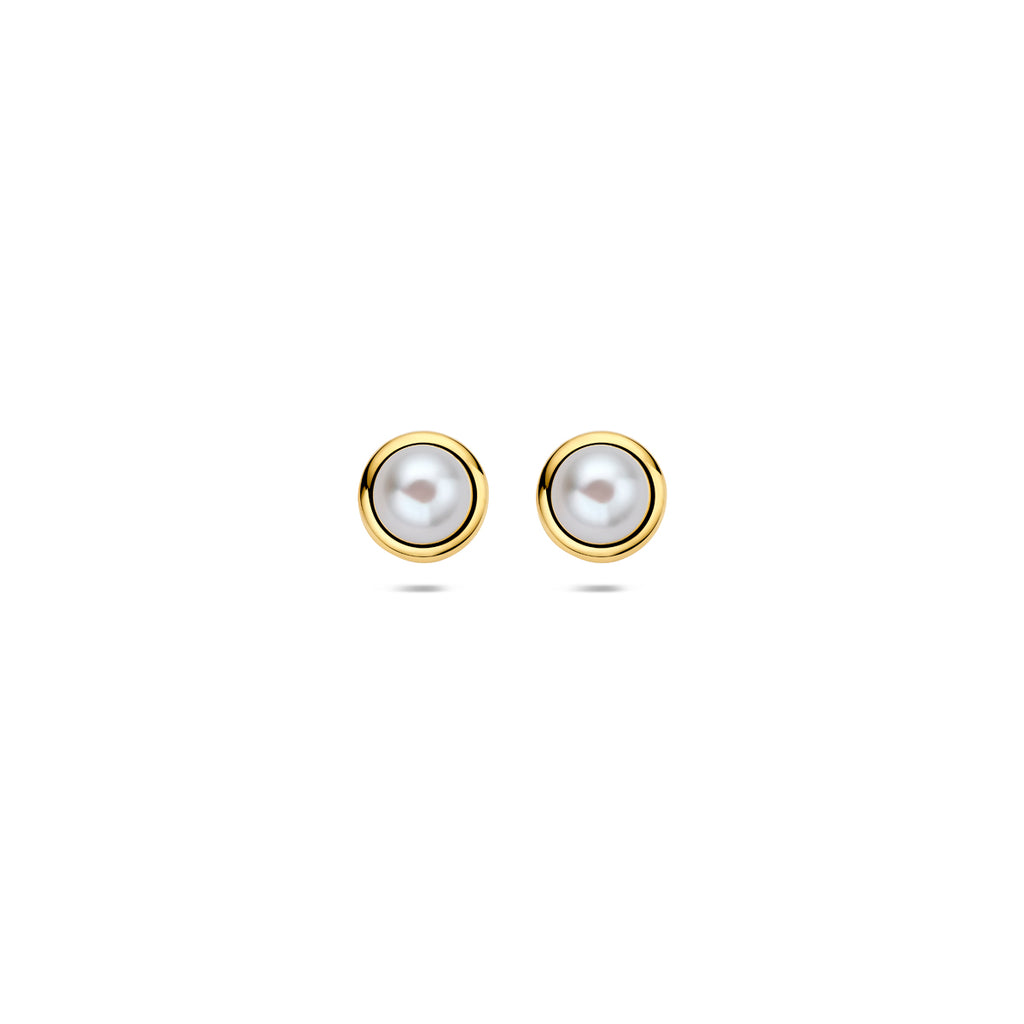 oorknoppen parel 6 mm 14K geelgoud