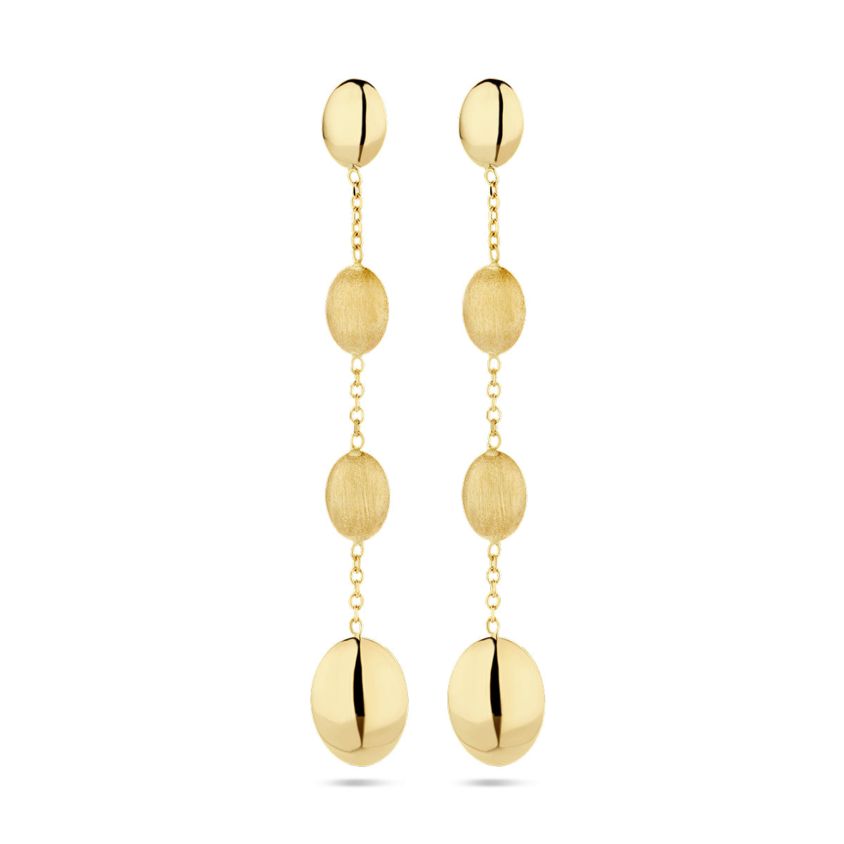 oorhangers poli/mat 14K geelgoud - ovaal