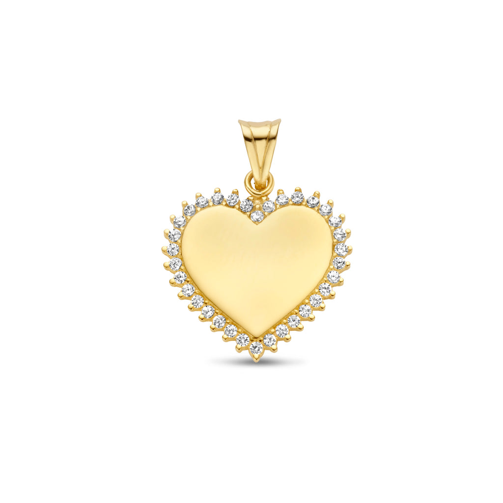 Gravuranhänger Herz Zirkonia 14K Gelbgold