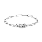 Armband Paperclip flache Röhre 3,8 mm 17 cm mit großem Federverschluss rhodiniertem Silber