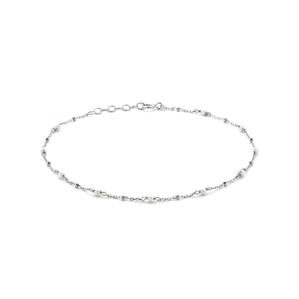 Fußkettchen Perle 24 + 2 cm Silber rhodiniert