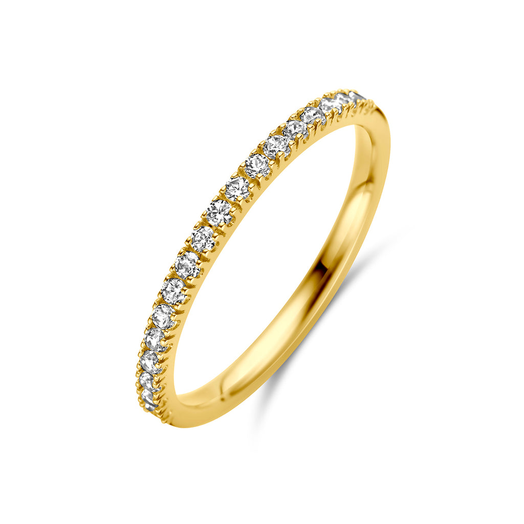 ring met geboortesteen zirkonia april 14K geelgoud