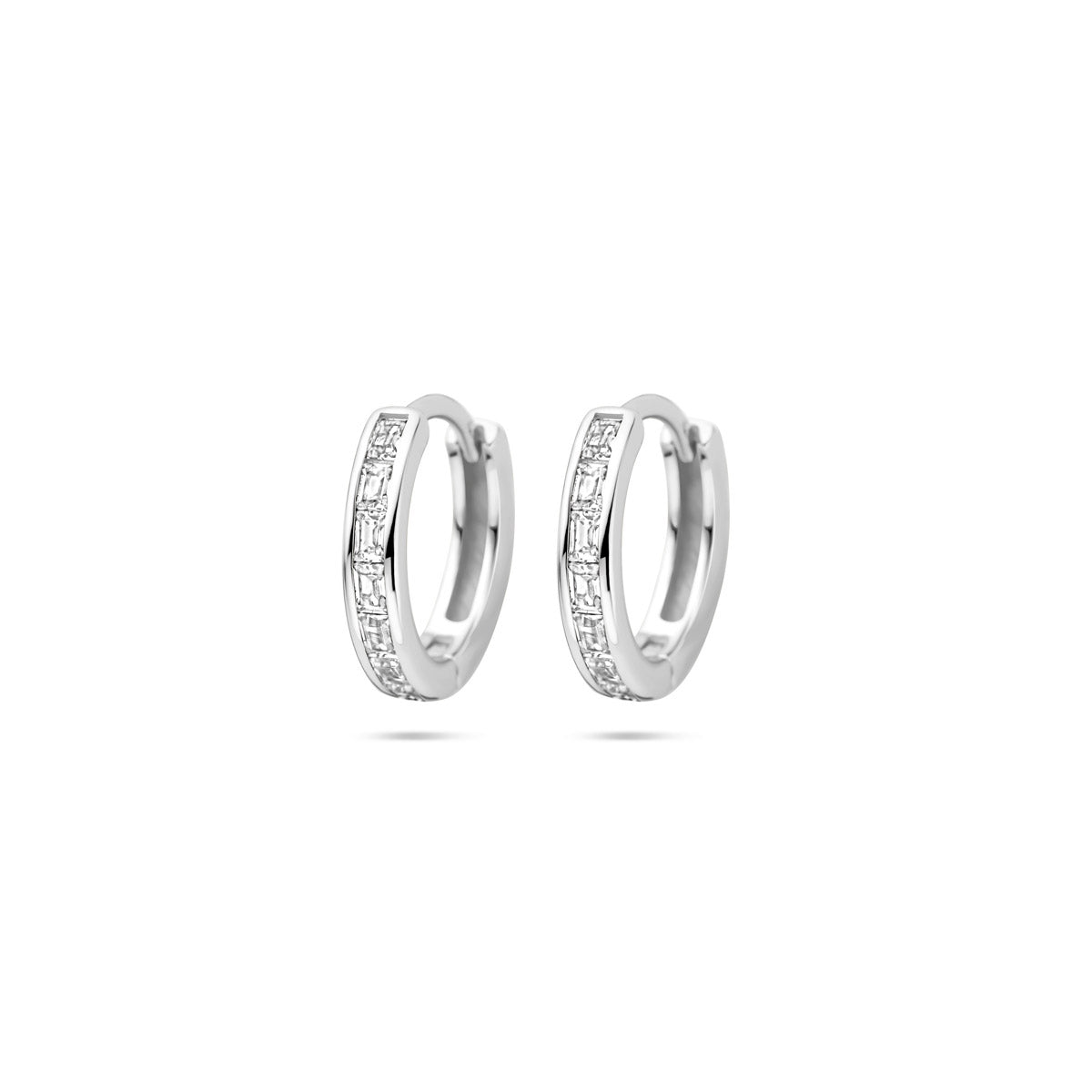 Klappohrringe Zirkonia 12 mm rhodiniertes Silber
