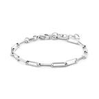 Armband Büroklammer Vierkantrohr 3,0 mm 15,5 + 2,5 cm Silber rhodiniert