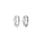 Klappohrringe Zirkonia 13 mm rhodiniertes Silber