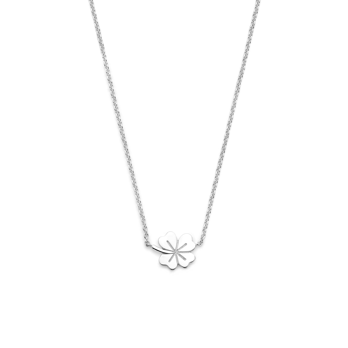 collier klavertje 40 - 42 - 44 cm zilver gerhodineerd
