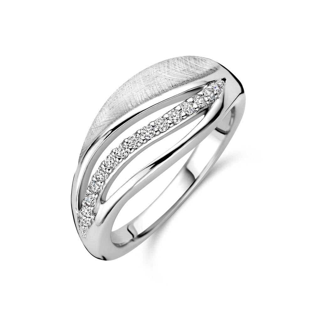 ring gescratcht poli/mat zirkonia zilver gerhodineerd