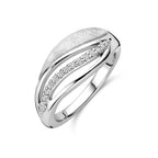 ring gescratcht poli/mat zirkonia zilver gerhodineerd