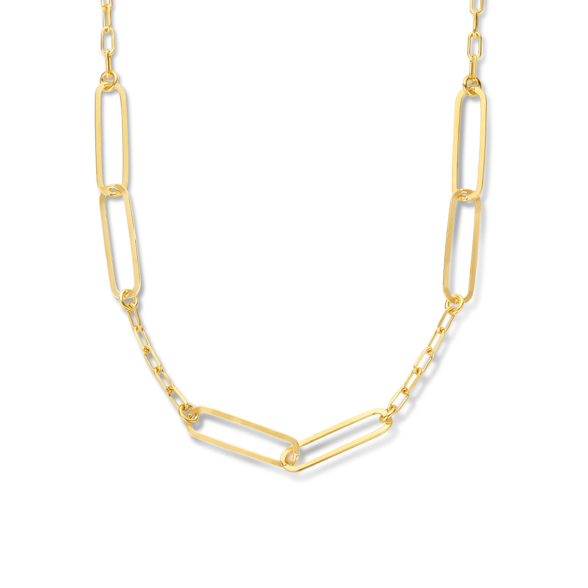 collier paperclip plat 4,5 mm 41 + 5 cm zilver verguld (geel)