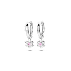 Ohrringe Blume rosa Zirkonia 12 mm Silber rhodiniert