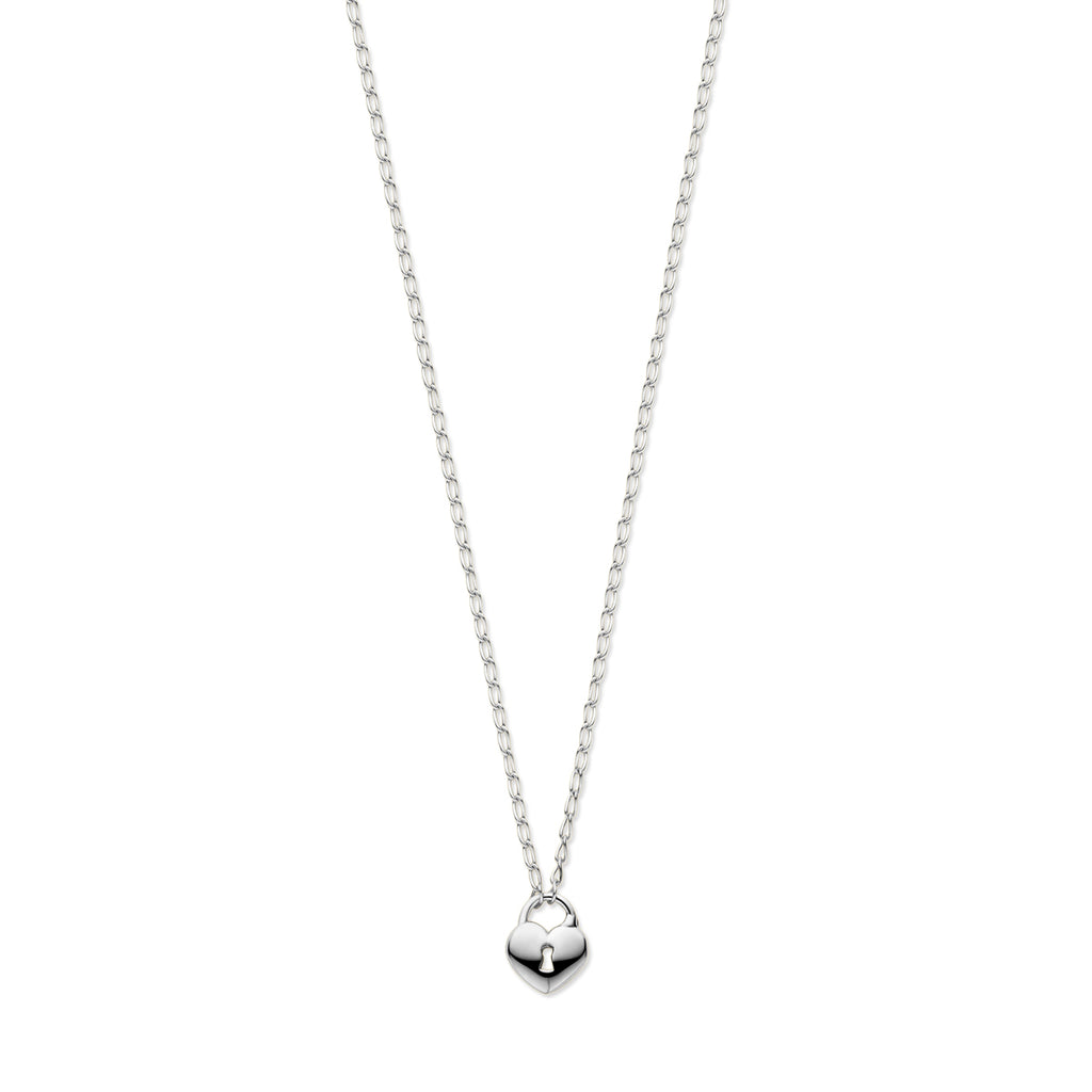 Halskette Herz und Schloss 41 + 4 cm Silber rhodiniert