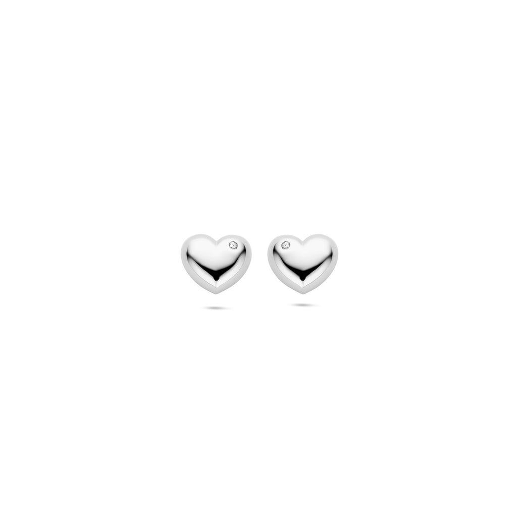 Ohrstecker Herz Zirkonia 9,5 mm Silber rhodiniert