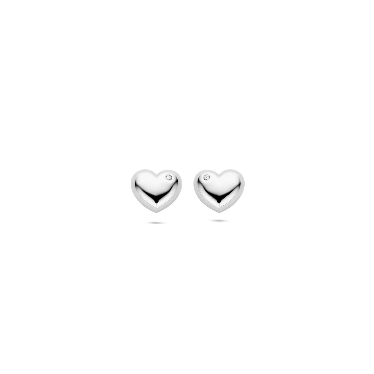 Ohrstecker Herz Zirkonia 9,5 mm Silber rhodiniert