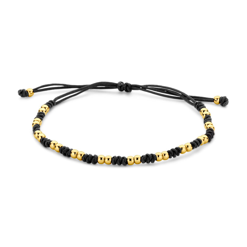 Armband Kügelchen 13 - 26 cm 14K Gold mit Gummi/Nylon/Leder