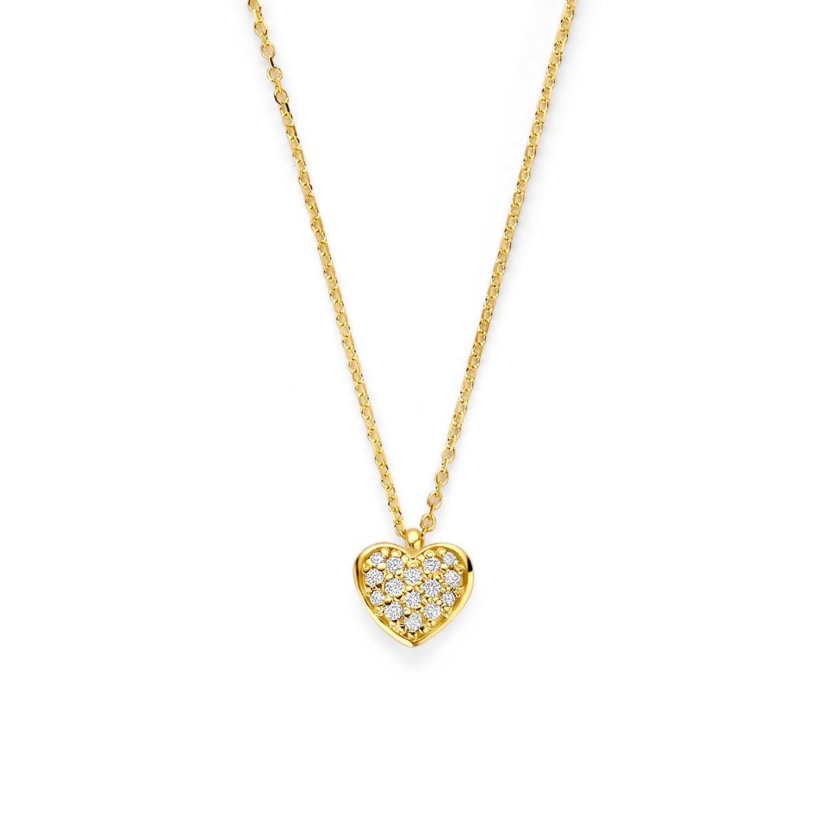 collier hartje diamant 0.11ct h si 41 - 43 - 45 cm 14K geelgoud
