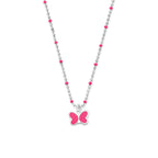 collier vlinder emaille 36 + 4 cm zilver gerhodineerd