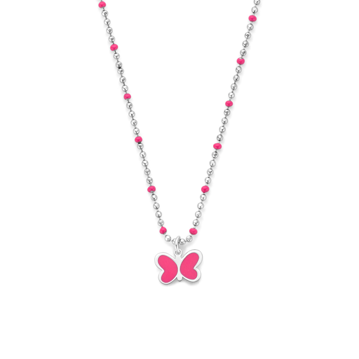 collier vlinder emaille 36 + 4 cm zilver gerhodineerd