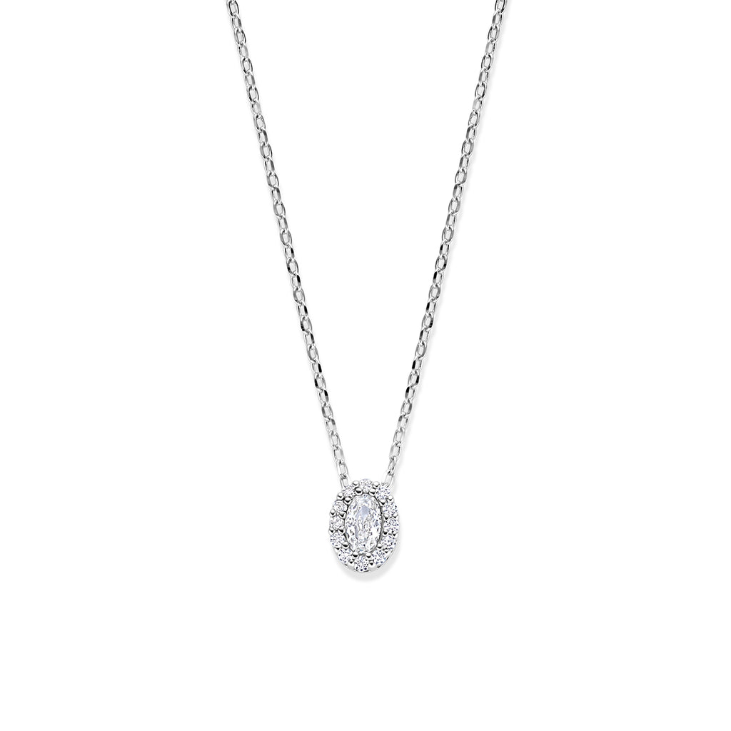 Zirkonia-Halskette 41 - 43 - 45 cm Silber rhodiniert