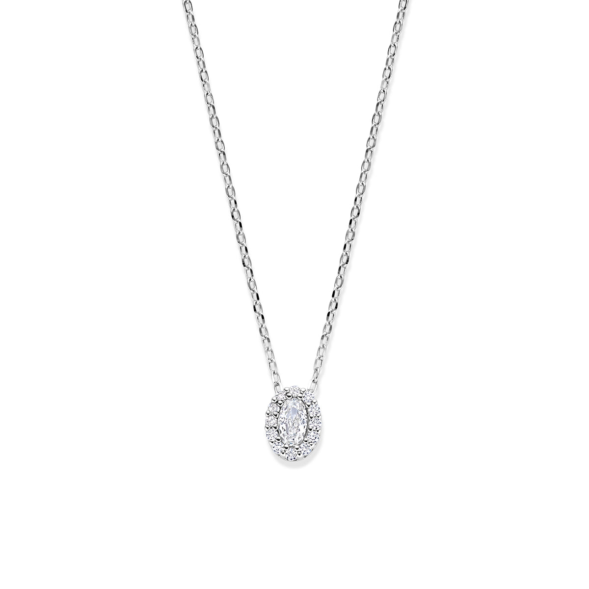 Zirkonia-Halskette 41 - 43 - 45 cm Silber rhodiniert