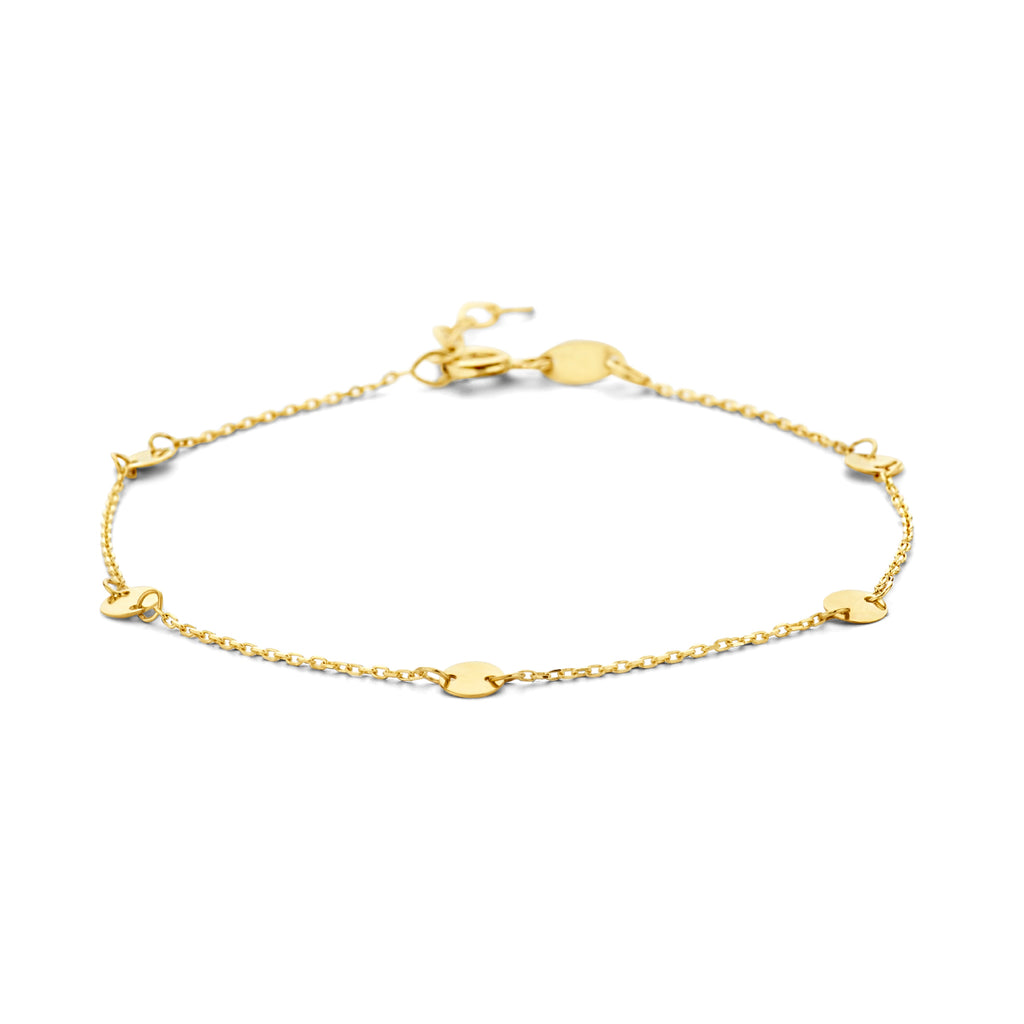 9k Armband runde Plättchen 16,5 + 2 cm 9K Gelb
