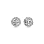 oorknoppen zirkonia halo zilver gerhodineerd